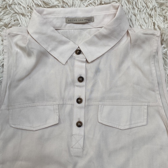 Active USA Sleeveless Collared Blouse 💗 Ivory - Picture 8 of 14